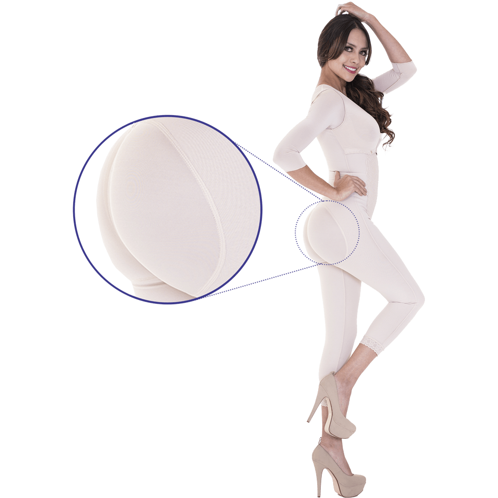 Elbow-Length Sleeve Shapewear with Front Zipper